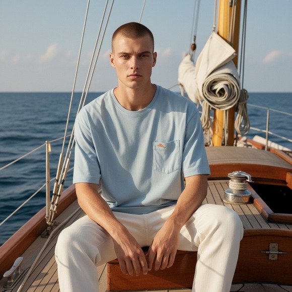 Tommy Bahama Other - Tommy Bahama Relax Mens L Light Blue Pima Cotton Pocket T-Shirt Marlin Logo